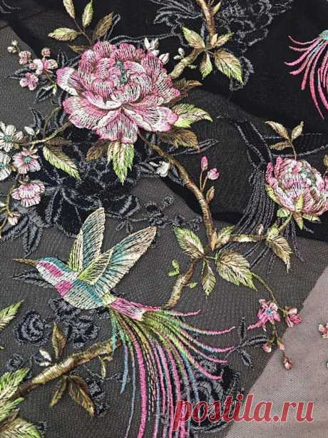 Colorful Embroidery Floral and Bird Lace Fabric Lady s Dress Lace - MommyGrid.com