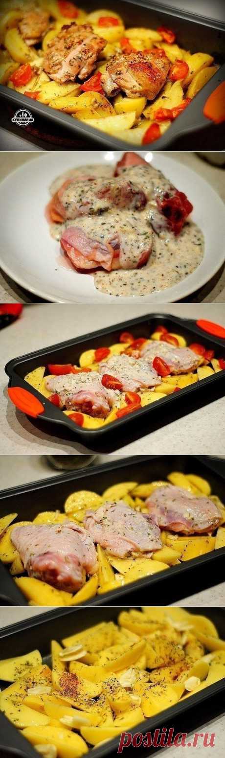 КУРИЦА МАРИНОВАННАЯ В КЕФИРЕ, ЗАПЕЧЕННАЯ С КАРТОФЕЛЕМ