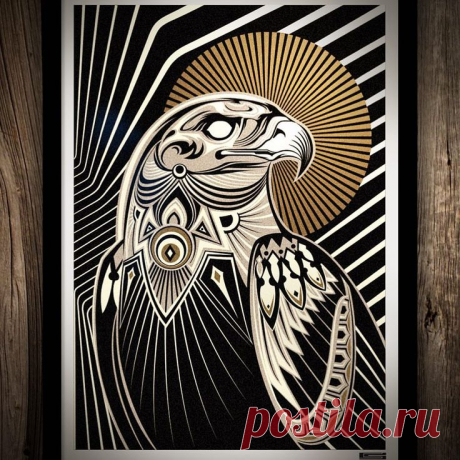 Гравировка. Чернение. Всечка золотом. Сокол.