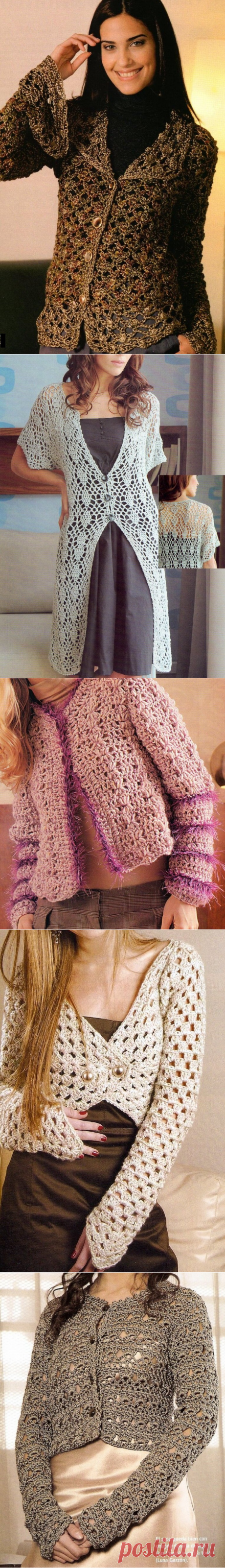 Коллекция женских жакетов и кардиганов крючком, со схемами узоров | Sana Lace Knit | Яндекс Дзен