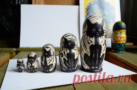 Русская Матрешка Бабушка Деревянные вложенные куклы Черные | Etsy