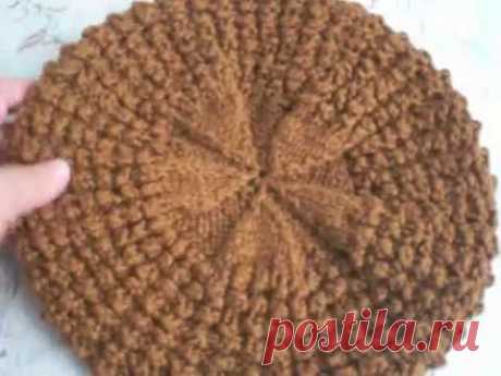 52. Комплект : Берет спицами узором &quot;Кукурузка&quot; и снуд. / women glengarry hand knitting