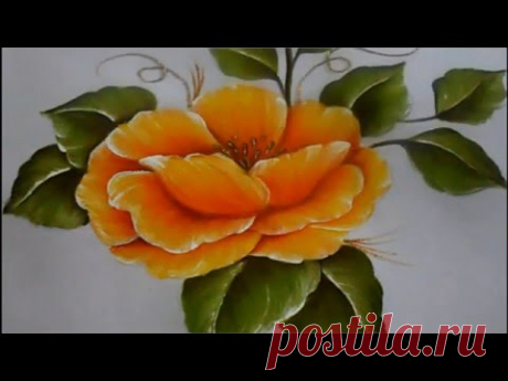 Pintura textil paso a paso Flor Amarilla, Textile painting, How to paint a flower