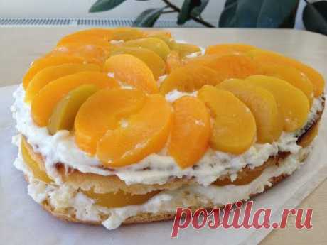 Фруктовый  с очень вкусным кремом, легко и быстро (fruit cake recipe)