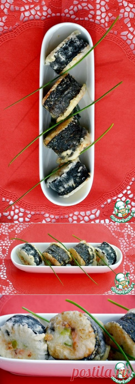 Хрустящие обжаренные роллы с рыбой и икрой - кулинарный рецепт