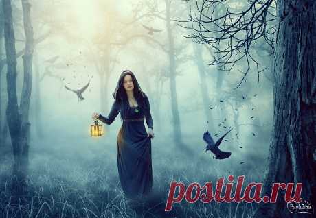 Создаём коллаж с лесной колдуньей в Photoshop