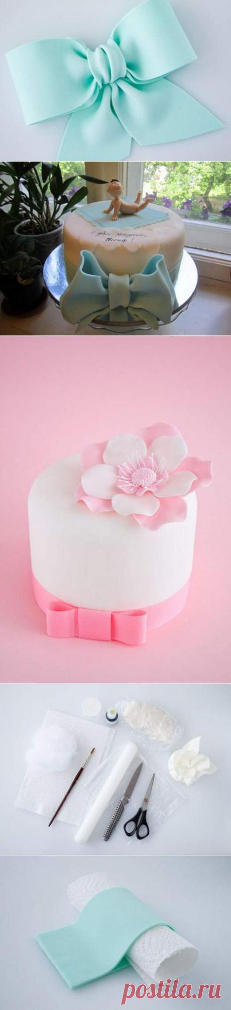 БАНТ ИЗ МАСТИКИ ДЛЯ УКРАШЕНИЯ ТОРТА, ПОДРОБНЫЙ МАСТЕР-КЛАСС.
