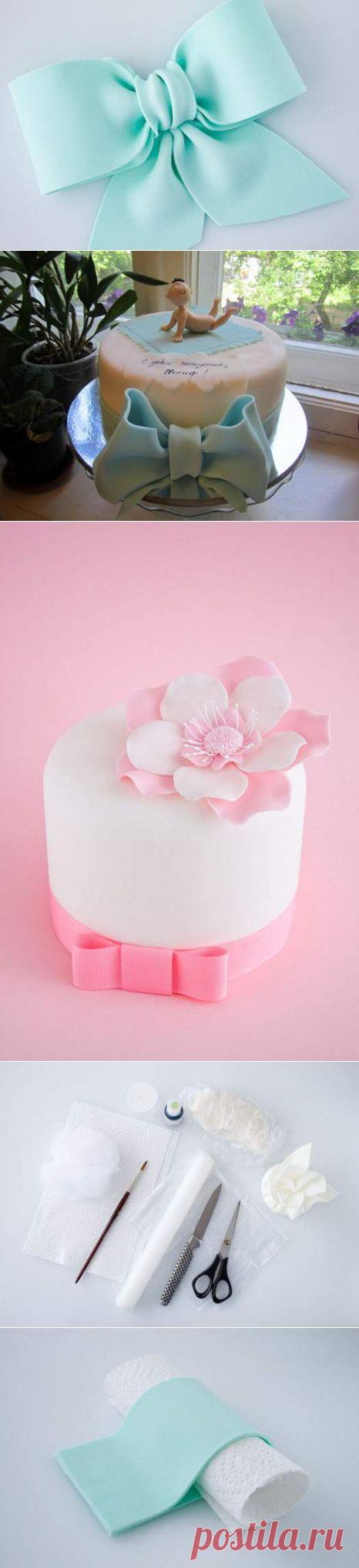 БАНТ ИЗ МАСТИКИ ДЛЯ УКРАШЕНИЯ ТОРТА, ПОДРОБНЫЙ МАСТЕР-КЛАСС.