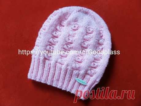 Ажурная, красивая детская шапка. Вязание спицами. Часть 1 Knitting(Hobby).