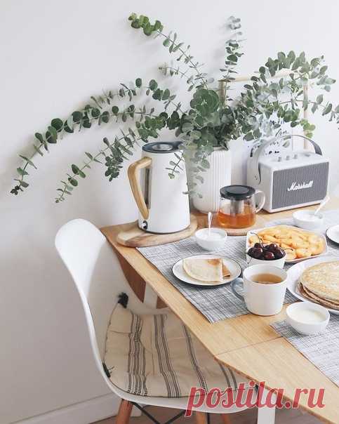 Нежная кухня в скандинавском стиле! Любимое место по утрам!