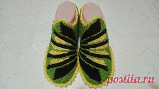 Плетени Терлици #63 - (Knitted Slippers) (Тапочки спицами) (Patik) (Pantufas passo a passo)