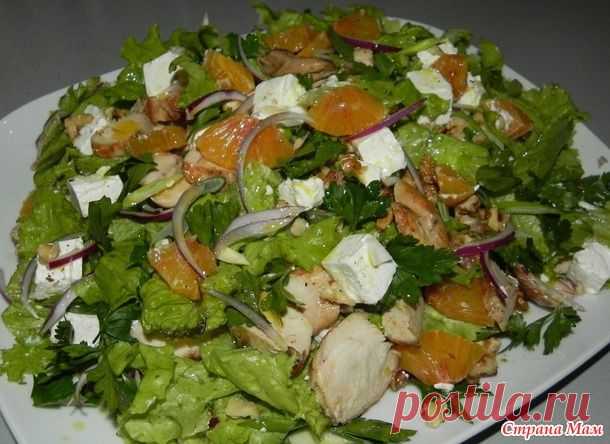 "Пижонский" салат из жареной курицы с сыром "ФЕТА" и апельсинами