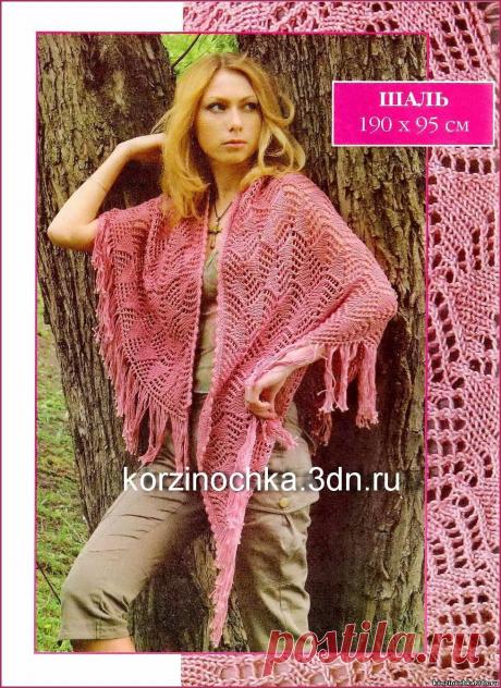 Ажурная шаль розового цвета спицами - 22 Апреля 2012 - Вязание спицами, модели и схемы для вязания на спицах