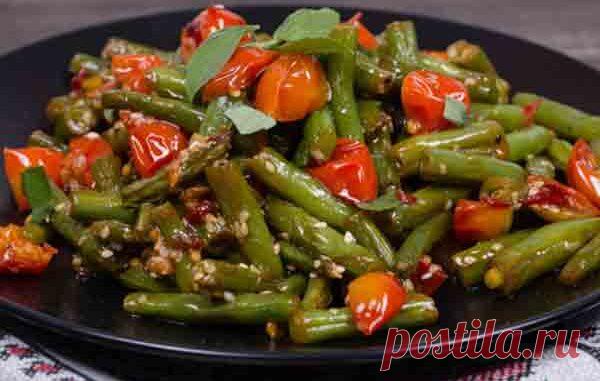 Стручковая фасоль с помидором - Кулинарные рецепты 