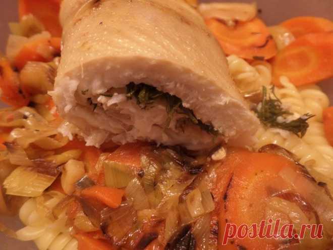 Камбала, запечённая в вине с овощами. Изумительная рыба! - Вкусные рецепты