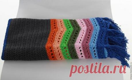 Купить Яркий шарф крючком - шарф крючком, шарф красивый, яркий аксессуар, яркий шарф