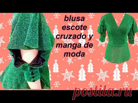 BLUSA ESCOTE CRUZADO Y MANGA DE MODA