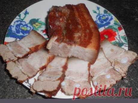 Свиная грудинка вареная в шелухе от лука  Сало вареное в луковой шелухе Boiled bacon in onion husks