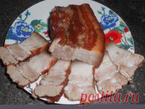 Свиная грудинка вареная в шелухе от лука  Сало вареное в луковой шелухе Boiled bacon in onion husks
