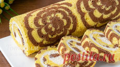 Красивый Бисквитный РУЛЕТ с Рисунком. Пошаговый рецепт с фото Пошаговый рецепт с фото: Красивый Бисквитный РУЛЕТ с Рисунком | Готовим с Оксаной Пашко