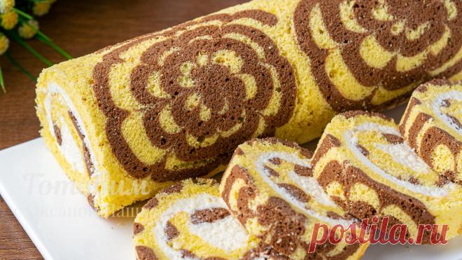 Красивый Бисквитный РУЛЕТ с Рисунком. Пошаговый рецепт с фото Пошаговый рецепт с фото: Красивый Бисквитный РУЛЕТ с Рисунком | Готовим с Оксаной Пашко