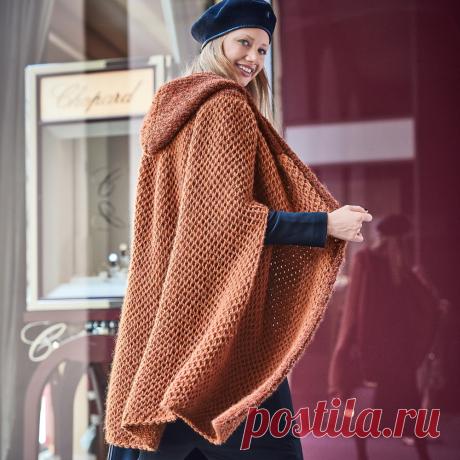 Накидка с капюшоном - схема вязания спицами. Вяжем Накидки на Verena.ru