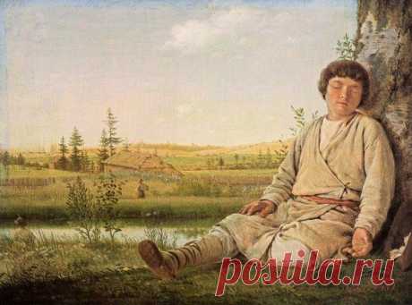 А.Г.Венецианов. Спящий пастушок. 1823-1826.