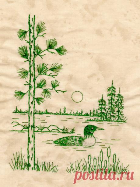 Northwoods Memories Quilt Pattern 12 Redwork Hand Embroidery | Etsy