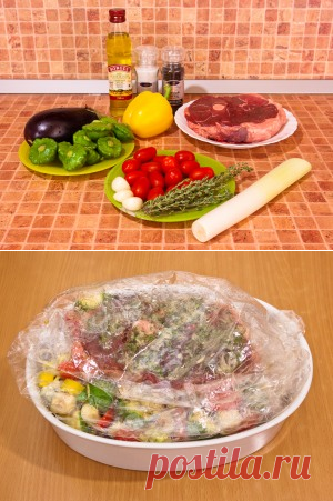 Баранина запеченная в рукаве с овощами