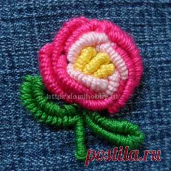 Вышивка рококо - розочка