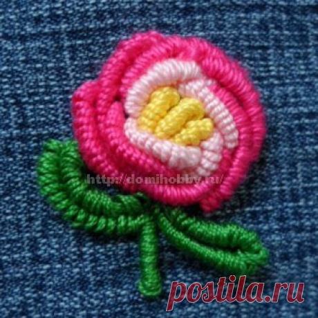 Вышивка рококо - розочка