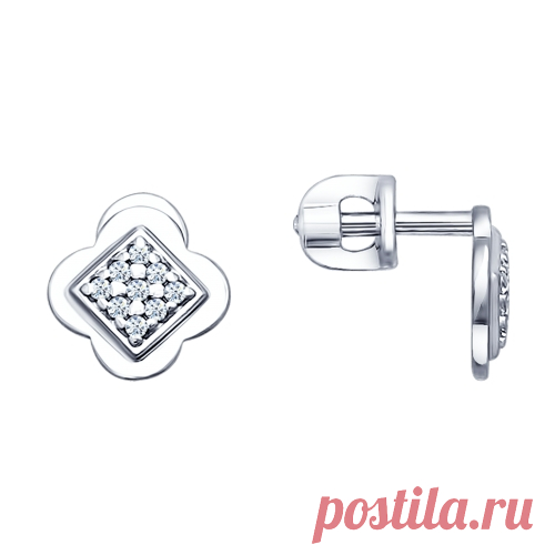 Серьги-пусеты из серебра с фианитами арт. 94021691