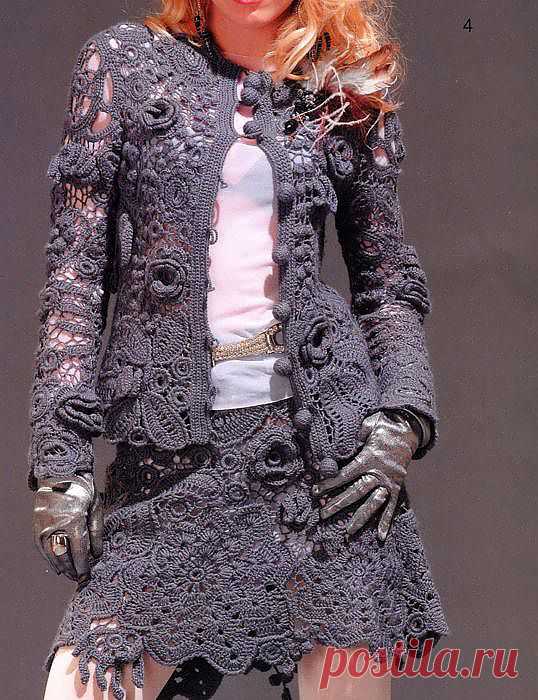 Это такаЯ Красота И Нежность. Спасибо Автору.Костюм крючком в технике сцепного гипюра.