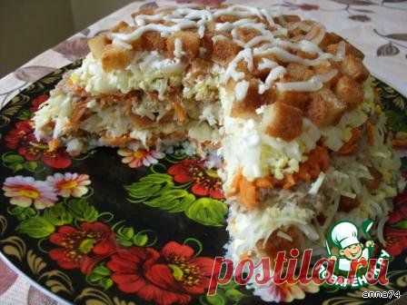 Салат «Сардинка с гренками» - кулинарный рецепт