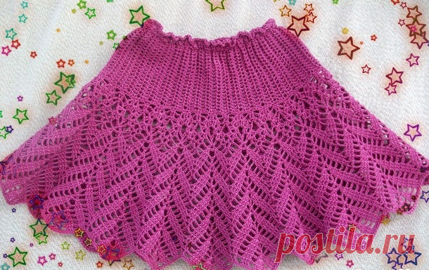 Ажурная юбка крючком. Розовая юбочка для маленькой модницы связана крючком.