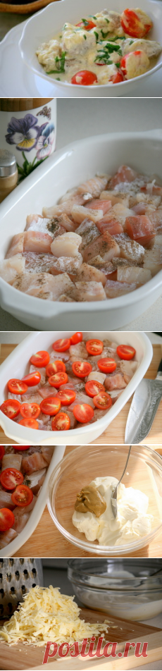 Треска запеченная в духовке с сыром и томатами - Домашний Ресторан
