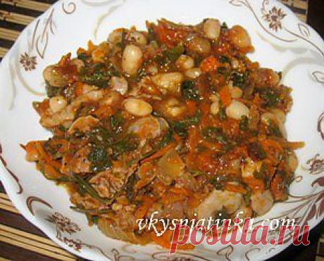 Куриные желудочки с фасолью - рецепт с фото