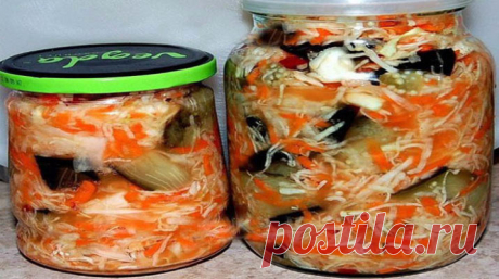 Рецепт быстрой маринованной капусты с баклажанами. Объедение! Такого вы еще точно не пробовали!