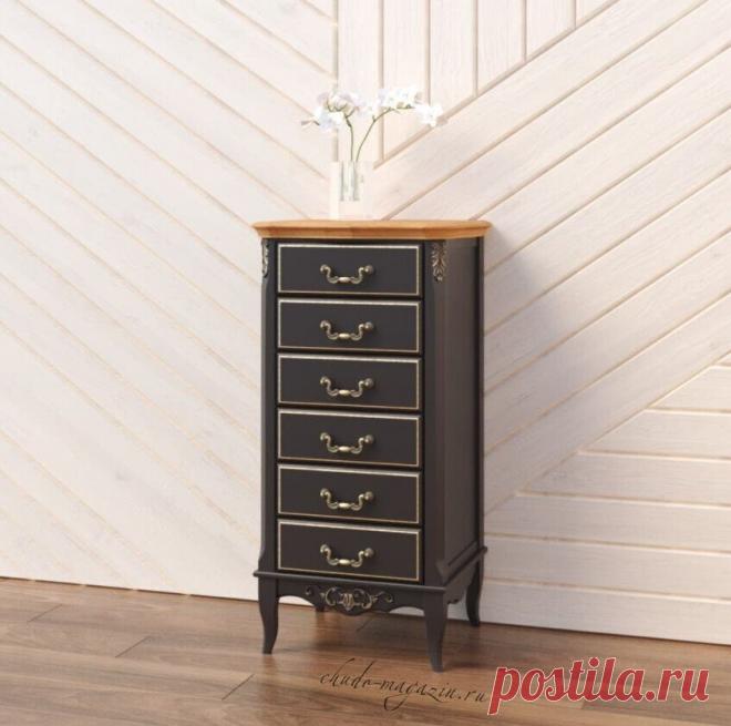 Высокий комод в спальню в классическом стиле – черный/ясень купить по цене 59 210 руб. в Москве — интернет магазин chudo-magazin.ru