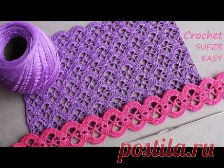 Простой УЗОР КРЮЧКОМ на основе ленточного кружева :) SUPER EASY Beautiful  Pattern Crochet
