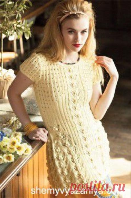 Туника/платье с ажурной резинкой и узором шишечки