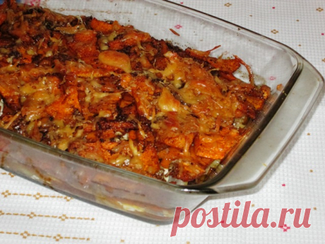 Тыква с мясом запеченная в духовке по-французски