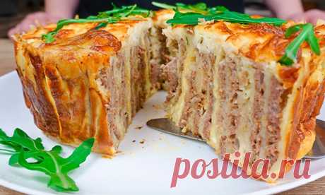 Мясной пирог из лаваша и фарша