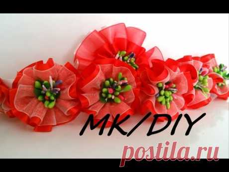 Универсальное украшение на пучок Канзаши/MK/DIY/Kanzashi tutorial