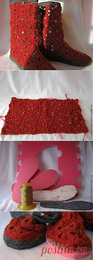 Вязаные домашние сапожки - Ярмарка Мастеров - ручная работа, handmade