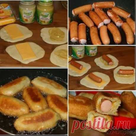 Ленивые пирожкиИнгредиенты: - 0,5 л кефира - 2 яйца - 300 мл сметаны - 2 ст.л.майонеза - -0,5 ч.л.соды - 1 ст.л.оливкового масла - 1 ч.л.сахара - соль - мука - сосиски - горчица - плавленый сыр в пластиках Способ приготовления: В кефир всыпать соду, размешать. Когда перестанет шипеть и пениться, добавить остальные ингредиенты и замесить очень мягкое тесто. У меня муки ушло чуть больше килог...