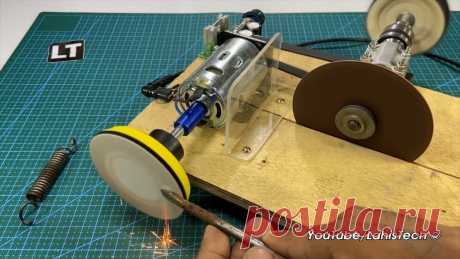 Мини-станок 3в1 с моторчиком на 12-24В Приветствую всех любителей помастерить, предлагаю к рассмотрению инструкцию по изготовлению маленького универсального станка, который будет полезен, если вы занимаетесь моделированием и работаете с мелкими деталями. На станке имеется диск-липучка для установки наждачной бумаги, есть отрезной диск