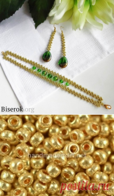 Золото с изумрудами / Колье, бусы, ожерелья, Серьги / Biserok.org