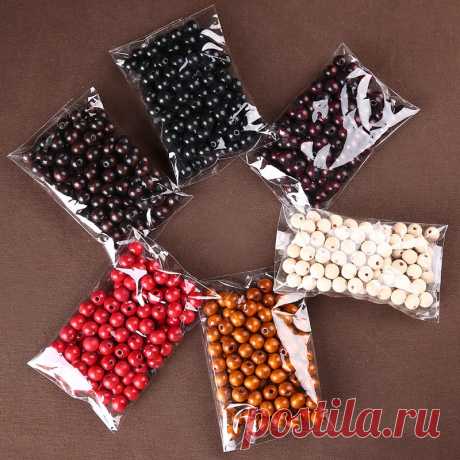Круглые деревянные бусины, 4-20 мм, 10-500 шт | AliExpress