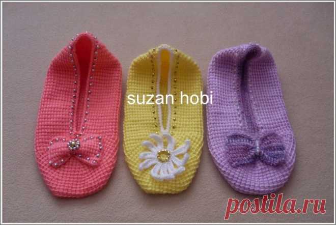 Тапочки тунисским крючком "suzan".